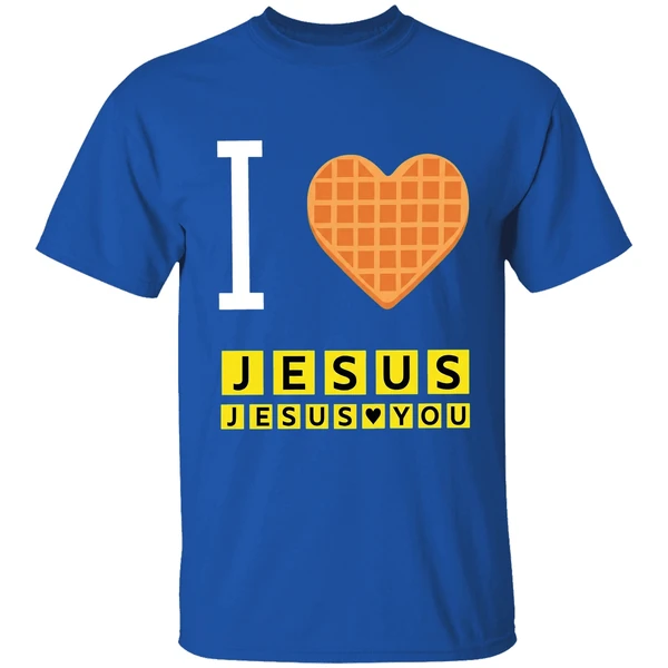 Bryce Crawford Wearing I Love Jesus Jesus Loves You Waffle House Shirt - Image 8