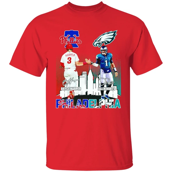 Bryce Harper And Jalen Hurts Philadelphia City Of The Champions Shirt - Image 6