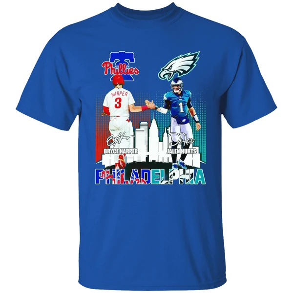 Bryce Harper And Jalen Hurts Philadelphia City Of The Champions Shirt - Image 7