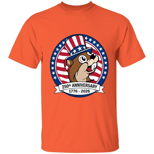buc ees 250th anniversary 1776 2026 patriotic beavers with stars and stripes shirt orange