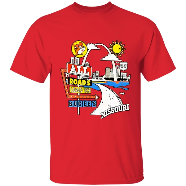 Buc Ees Missouri Route 66 All Reads Lead To Buc Ees Shirt - Image 7