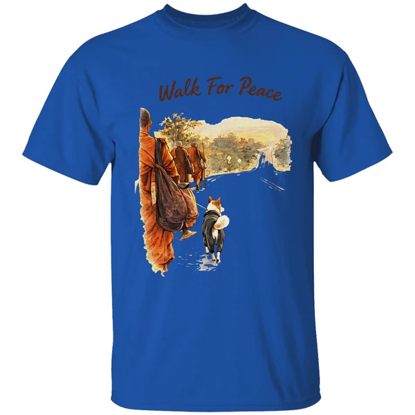 buddhist monk walk for peace vintage 2026 shirt royalblue
