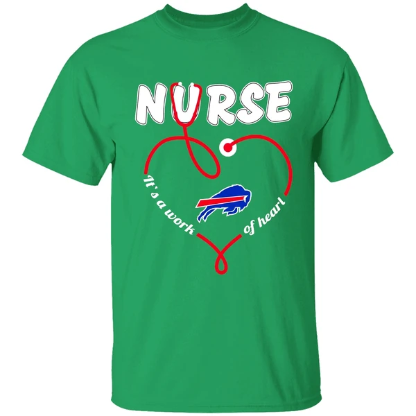 Buffalo Bills Nurse Its A Work Of Heart Stethoscope Shirt - Image 2