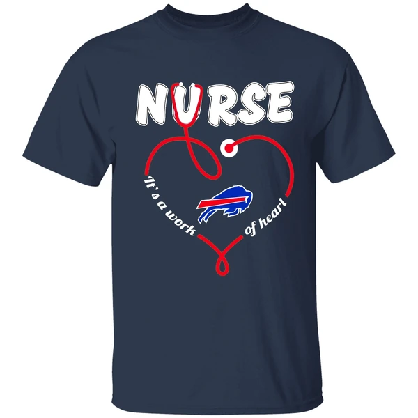 Buffalo Bills Nurse Its A Work Of Heart Stethoscope Shirt - Image 5