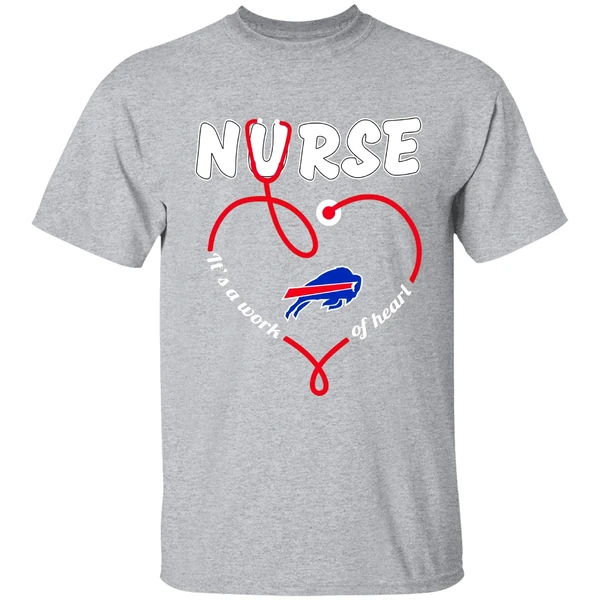 Buffalo Bills Nurse Its A Work Of Heart Stethoscope Shirt - Image 9