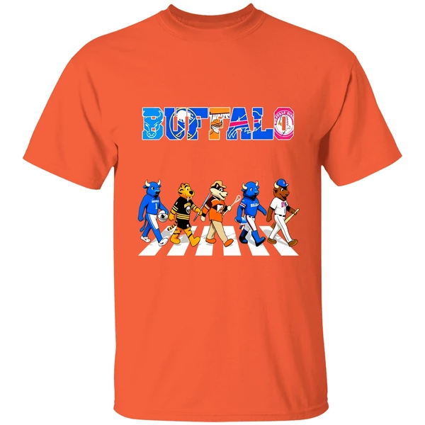 buffalo mascots sports teams abbey road shirt orange