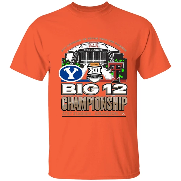 byu vs texas tech 2025 big 12 football championship att stadium shirt orange