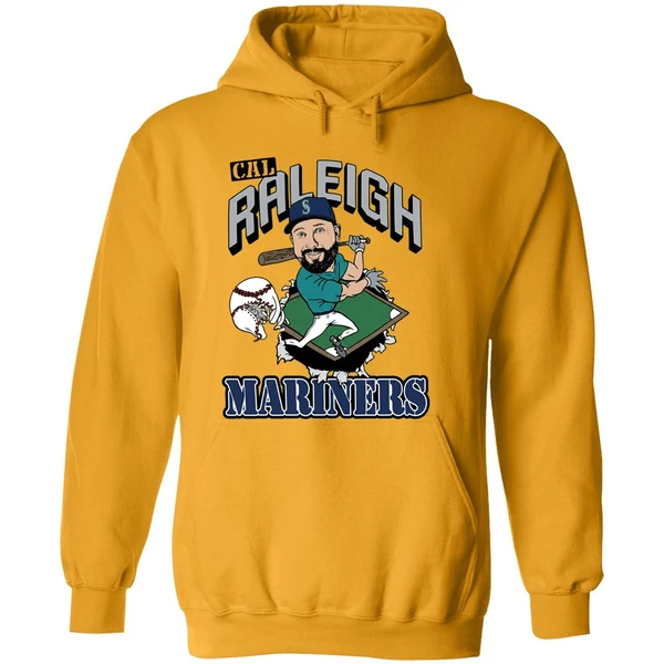 Cal Raleigh Mlb Seattle Mariners Catcher Player Caricature Hoodie