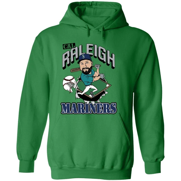 Cal Raleigh Mlb Seattle Mariners Catcher Player Caricature Hoodie - Image 2