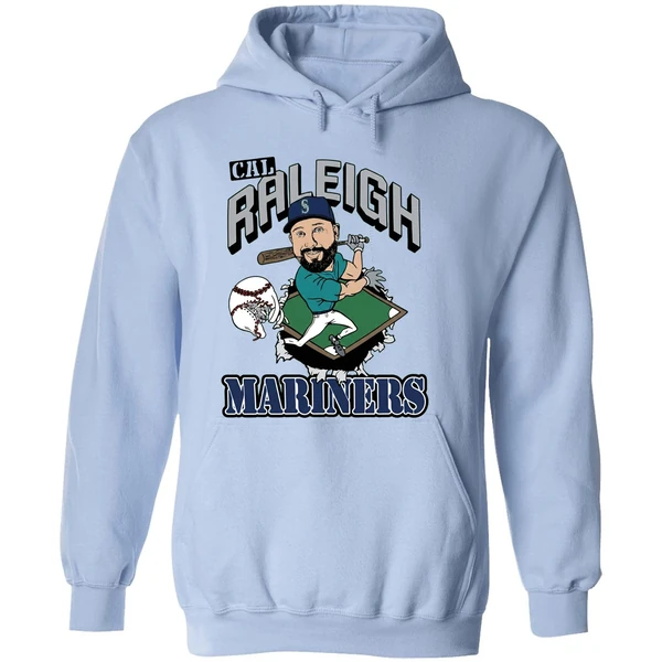 Cal Raleigh Mlb Seattle Mariners Catcher Player Caricature Hoodie - Image 4