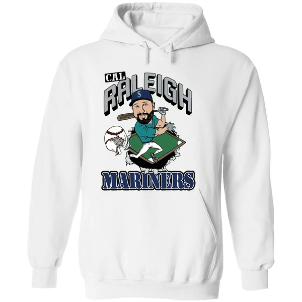 Cal Raleigh Mlb Seattle Mariners Catcher Player Caricature Hoodie - Image 8