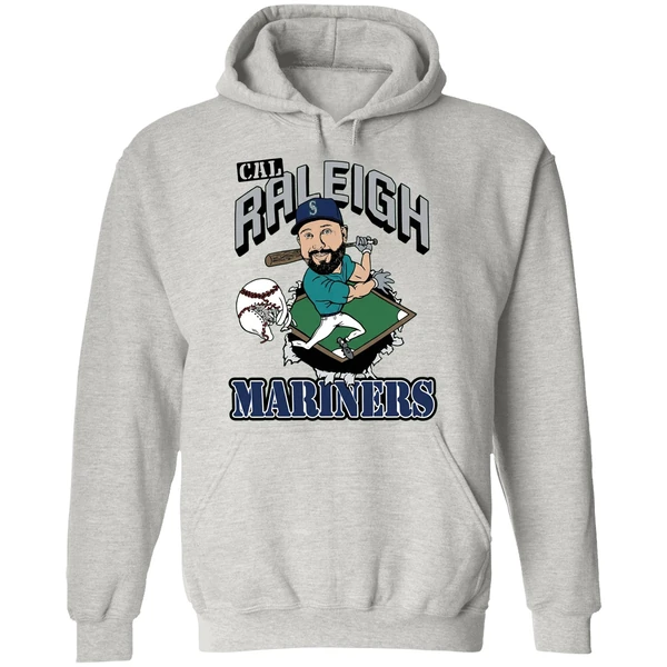 Cal Raleigh Mlb Seattle Mariners Catcher Player Caricature Hoodie - Image 9