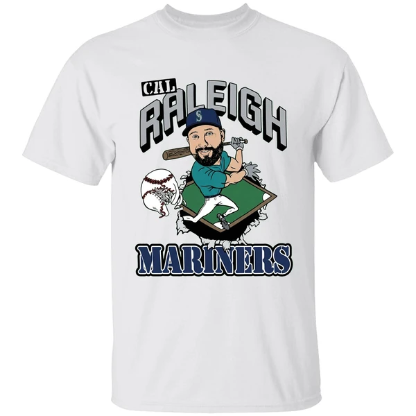 Cal Raleigh Mlb Seattle Mariners Catcher Player Caricature Shirt