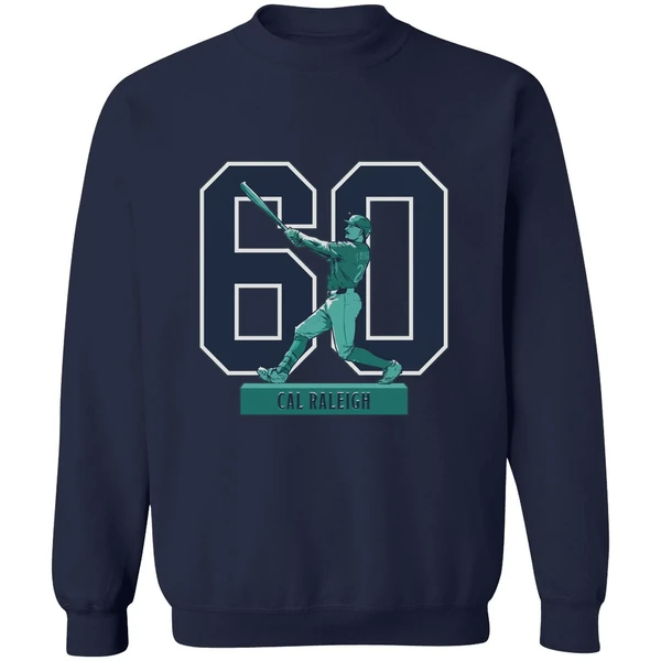 Cal Raleigh Seattle Mariners Mlb Baseball Historic 60 Home Run Season 2025 Sweashirt - Image 6