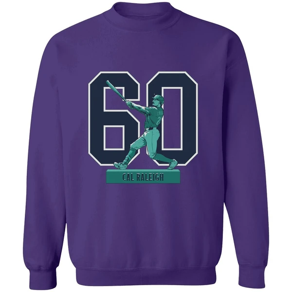 Cal Raleigh Seattle Mariners Mlb Baseball Historic 60 Home Run Season 2025 Sweashirt - Image 7