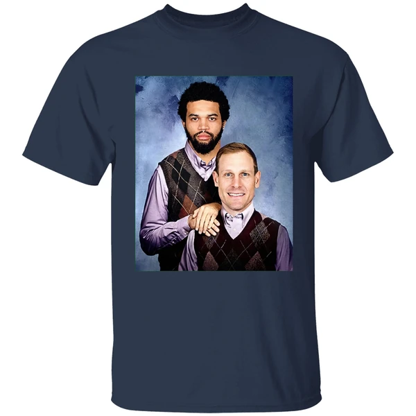 caleb williams and ben johnson step brothers chicago bears shirt navy