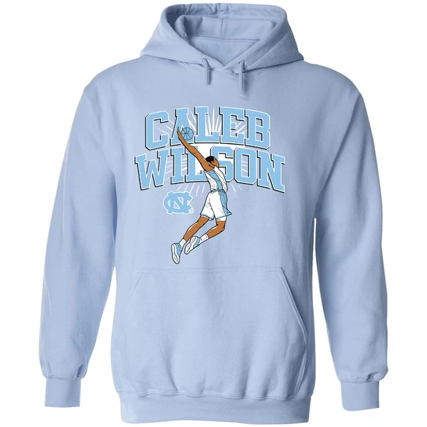 Caleb Wilson Name Pose North Carolina Tar Heels Basketball Hoodie - Image 4