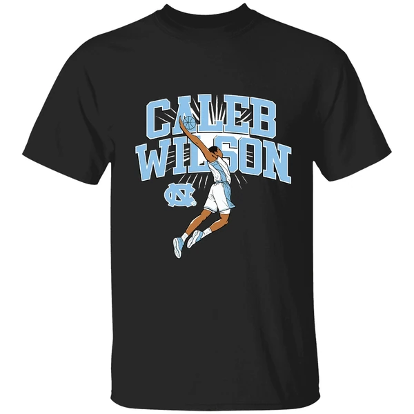 Caleb Wilson Name Pose North Carolina Tar Heels Basketball Shirt