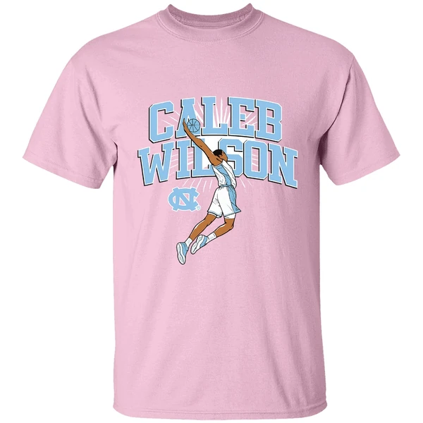 Caleb Wilson Name Pose North Carolina Tar Heels Basketball Shirt - Image 3