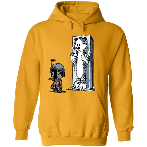 Calvin And Hobbes Boba Fett And Han Solo Frozen In Carbonite Hoodie