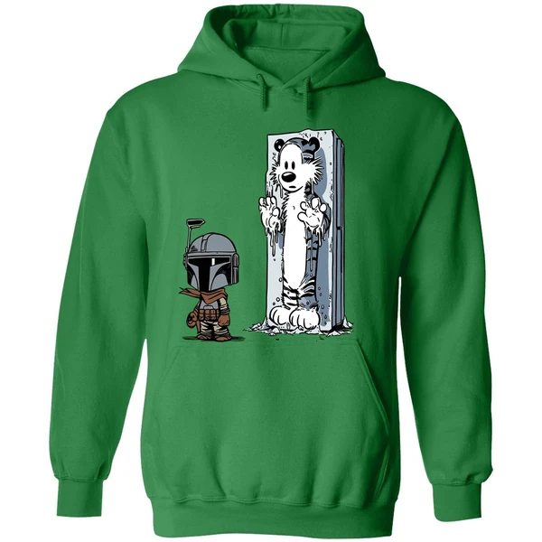 Calvin And Hobbes Boba Fett And Han Solo Frozen In Carbonite Hoodie - Image 2
