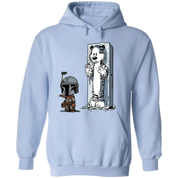 Calvin And Hobbes Boba Fett And Han Solo Frozen In Carbonite Hoodie - Image 4