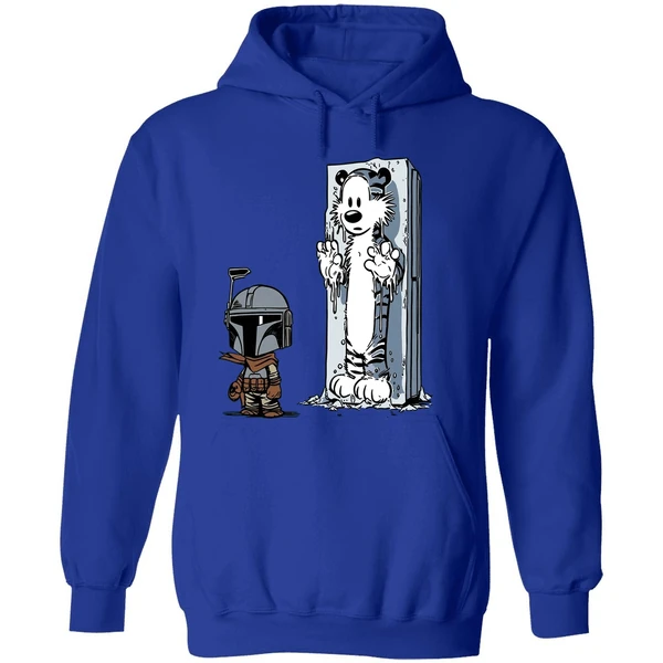 Calvin And Hobbes Boba Fett And Han Solo Frozen In Carbonite Hoodie - Image 7