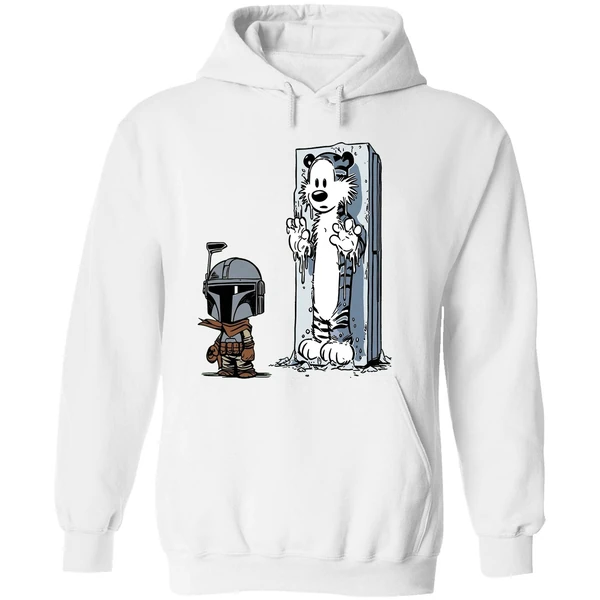 Calvin And Hobbes Boba Fett And Han Solo Frozen In Carbonite Hoodie - Image 8