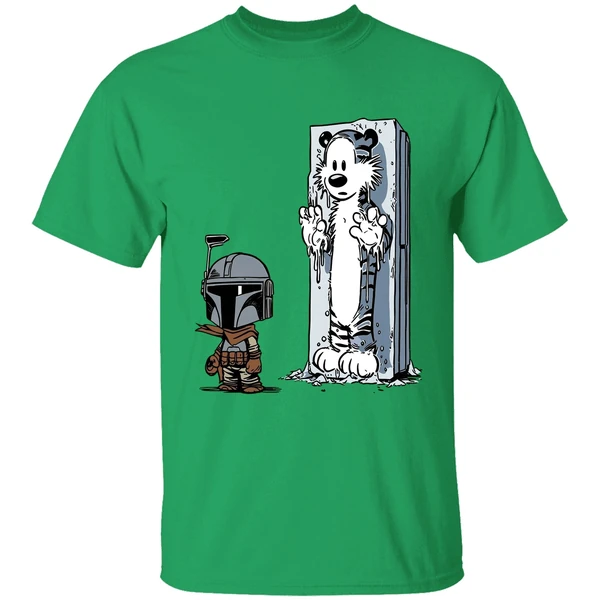 Calvin And Hobbes Boba Fett And Han Solo Frozen In Carbonite Shirt - Image 2
