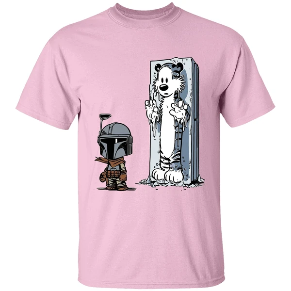 Calvin And Hobbes Boba Fett And Han Solo Frozen In Carbonite Shirt - Image 3