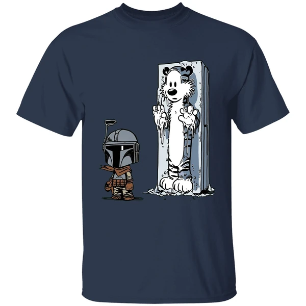 Calvin And Hobbes Boba Fett And Han Solo Frozen In Carbonite Shirt - Image 5