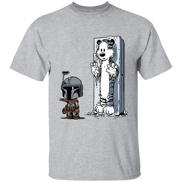 Calvin And Hobbes Boba Fett And Han Solo Frozen In Carbonite Shirt - Image 9