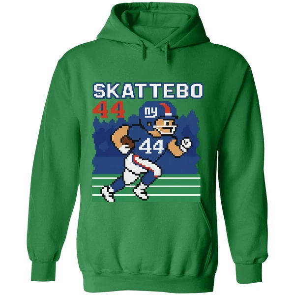 Cam Skattebo Retro 8 Bit Tecmo Bowl New York Giants Football Player Hoodie - Image 2