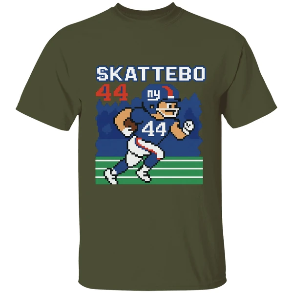 Cam Skattebo Retro 8 Bit Tecmo Bowl New York Giants Football Player Shirt - Image 3