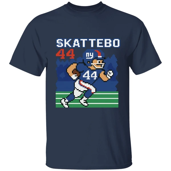 Cam Skattebo Retro 8 Bit Tecmo Bowl New York Giants Football Player Shirt - Image 4
