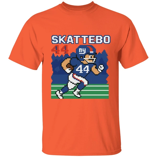 Cam Skattebo Retro 8 Bit Tecmo Bowl New York Giants Football Player Shirt - Image 5
