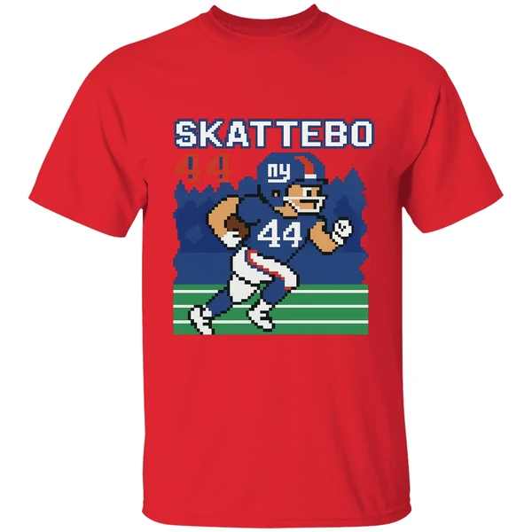 Cam Skattebo Retro 8 Bit Tecmo Bowl New York Giants Football Player Shirt - Image 6