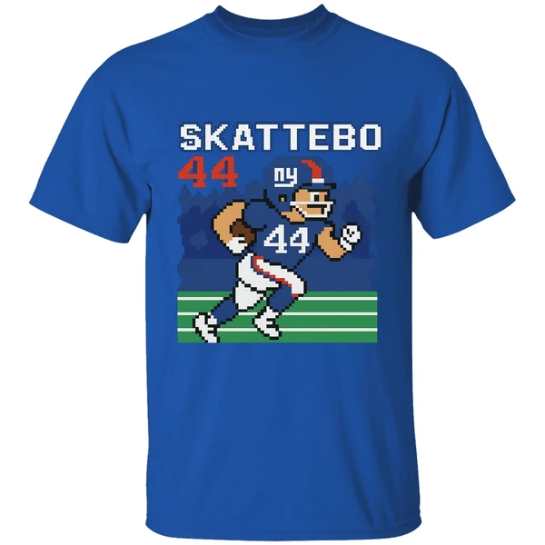Cam Skattebo Retro 8 Bit Tecmo Bowl New York Giants Football Player Shirt - Image 7