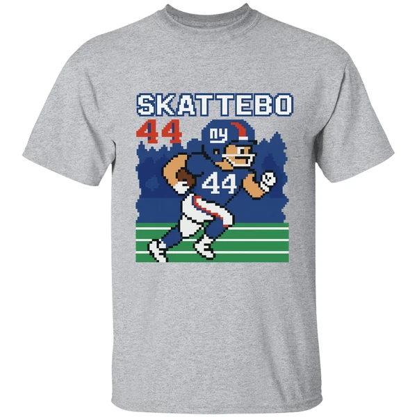 Cam Skattebo Retro 8 Bit Tecmo Bowl New York Giants Football Player Shirt - Image 8