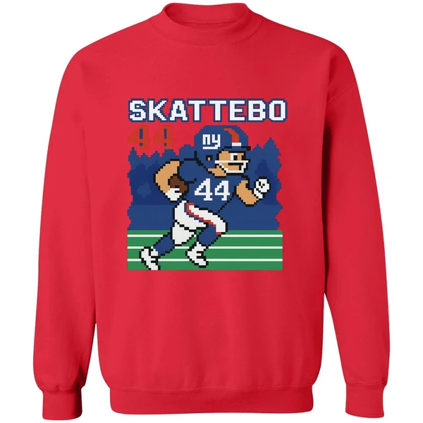 Cam Skattebo Retro 8 Bit Tecmo Bowl New York Giants Football Player Sweatshirt - Image 4