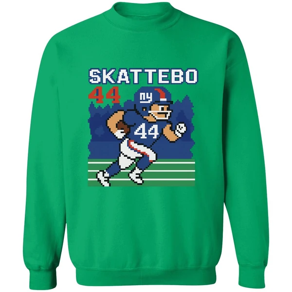 Cam Skattebo Retro 8 Bit Tecmo Bowl New York Giants Football Player Sweatshirt - Image 3