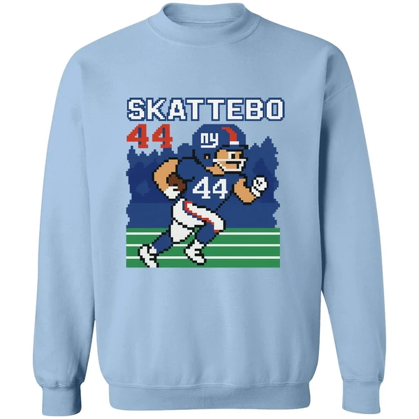 Cam Skattebo Retro 8 Bit Tecmo Bowl New York Giants Football Player Sweatshirt
