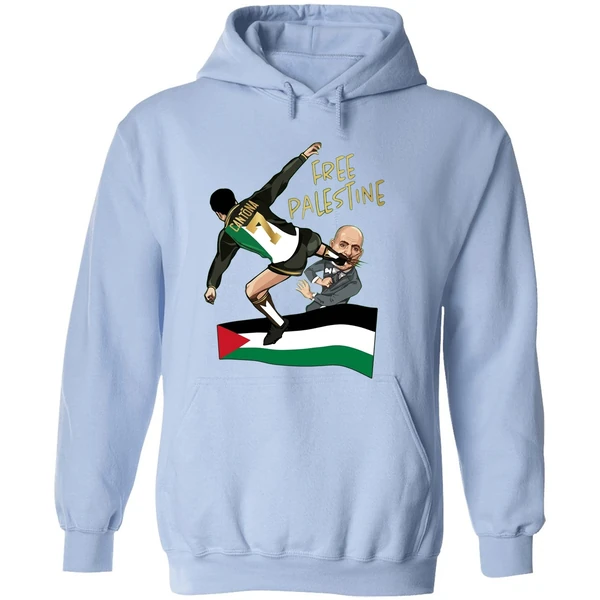 Cantona Free Palestine Kung Fu Kick Netanyahu Hoodie - Image 4