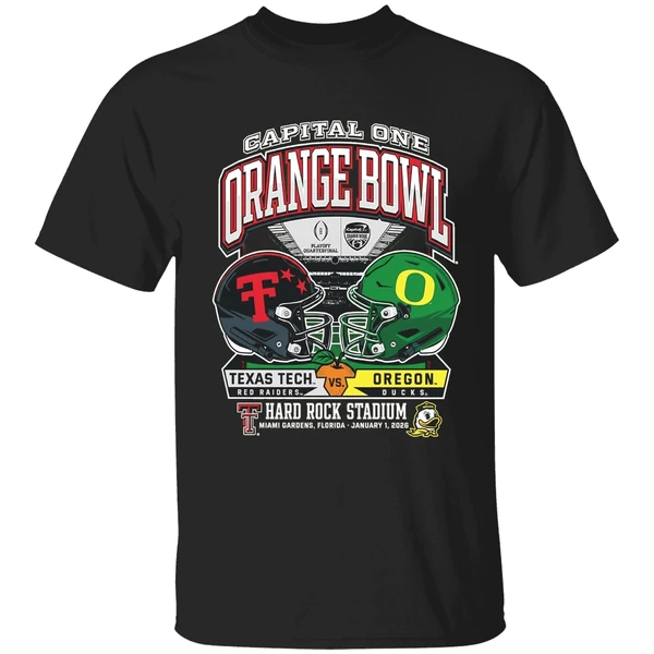 Capital One Orange Bowl Texas Tech Red Raiders Vs Oregon Ducks Playoff College Football 2026 H2h Shirt