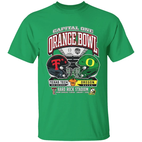 Capital One Orange Bowl Texas Tech Red Raiders Vs Oregon Ducks Playoff College Football 2026 H2h Shirt - Image 2