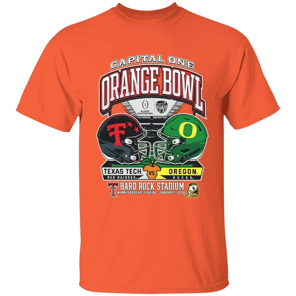 Capital One Orange Bowl Texas Tech Red Raiders Vs Oregon Ducks Playoff College Football 2026 H2h Shirt - Image 6