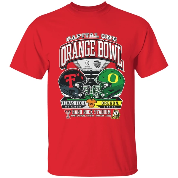 Capital One Orange Bowl Texas Tech Red Raiders Vs Oregon Ducks Playoff College Football 2026 H2h Shirt - Image 7
