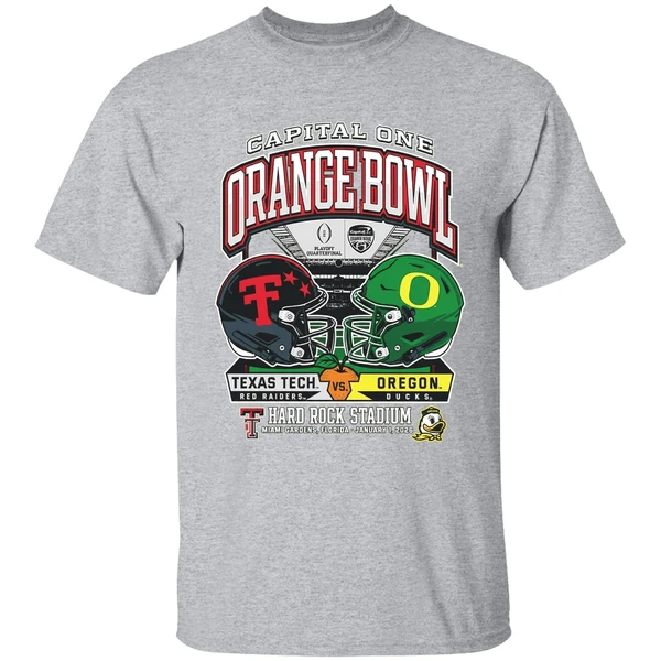 Capital One Orange Bowl Texas Tech Red Raiders Vs Oregon Ducks Playoff College Football 2026 H2h Shirt - Image 9