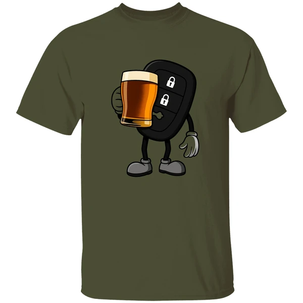 Car Remote Key Holding Beer Meme Shirt - Image 3