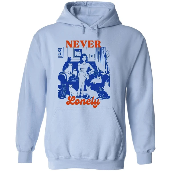 Cat Lady Never Lonely Hoodie - Image 4